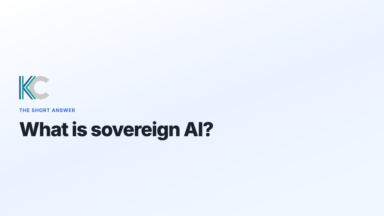 The video's title card: the label The short answer above the question What is sovereign AI?
